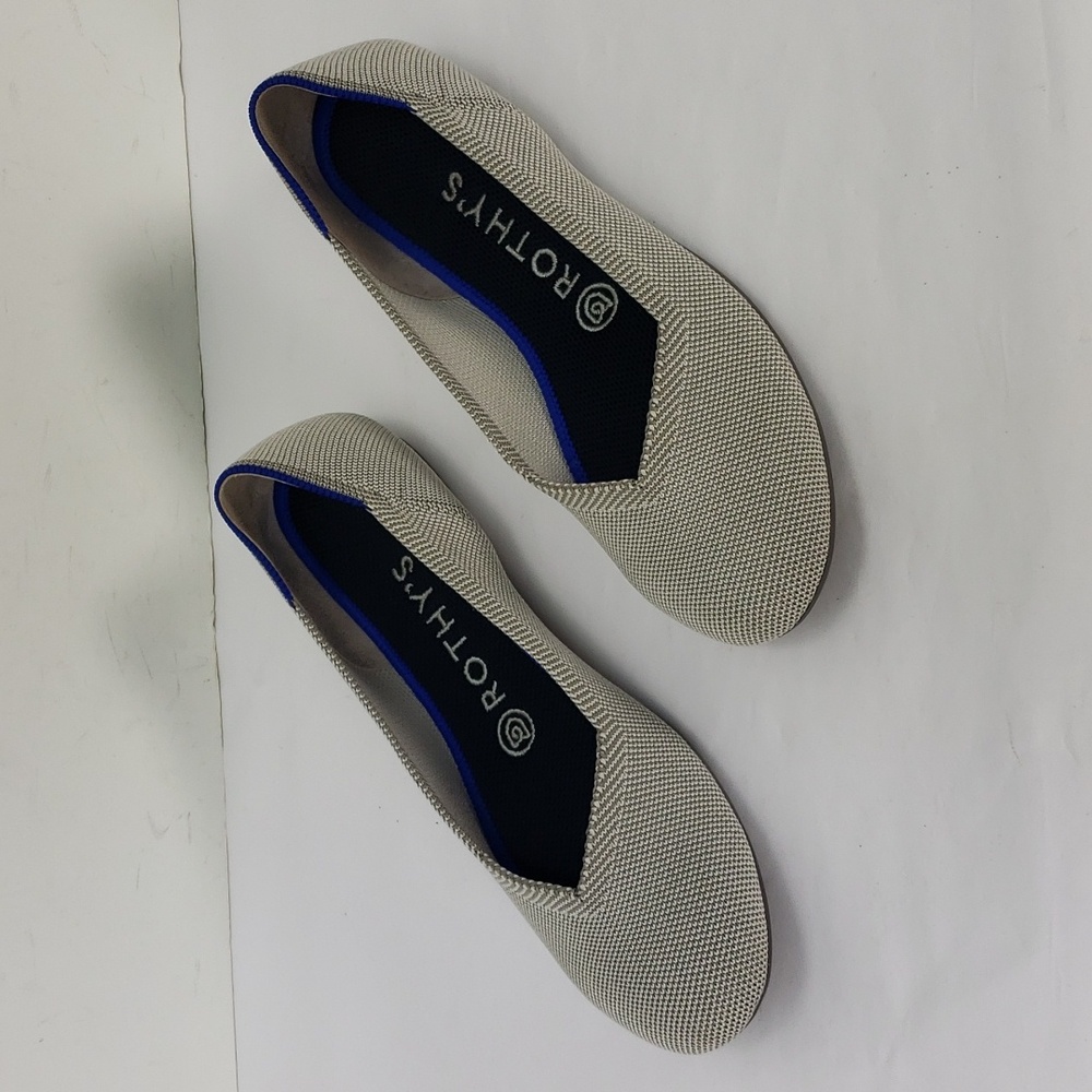 ROTHY'S THE FLAT ROUND TOE CREAM BALLET FLATS SHOES WOMEN'S 7.5